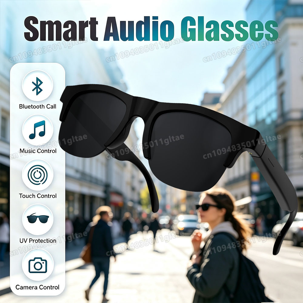 Outdoor Sport Glasses - 新しいスマートグラス V5.3 Bluetooth 通話高品質ヘッドフォンアウトドアスポーツサングラスアンチタッチ UV ミュージックプレーヤー男性女性用