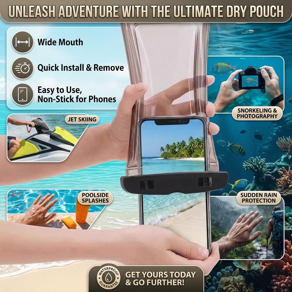 Outdoor Sports Accessories - クリア防水携帯電話ケース ドライバッグポーチ iPhoneスマートフォン用 アウトドア スイミングプール ビーチ