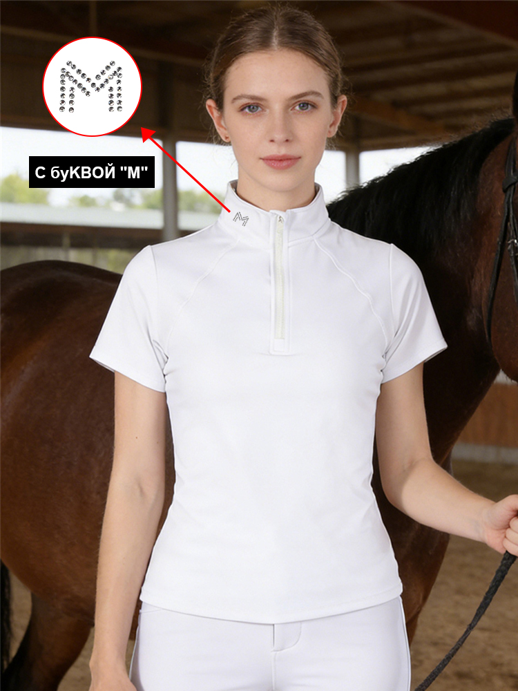 Polo Shirt Equestrian - M ロゴ乗馬半袖トップス速乾性女性乗馬ポロ Tシャツノーブルライダートレーニング競技ブラウス女性