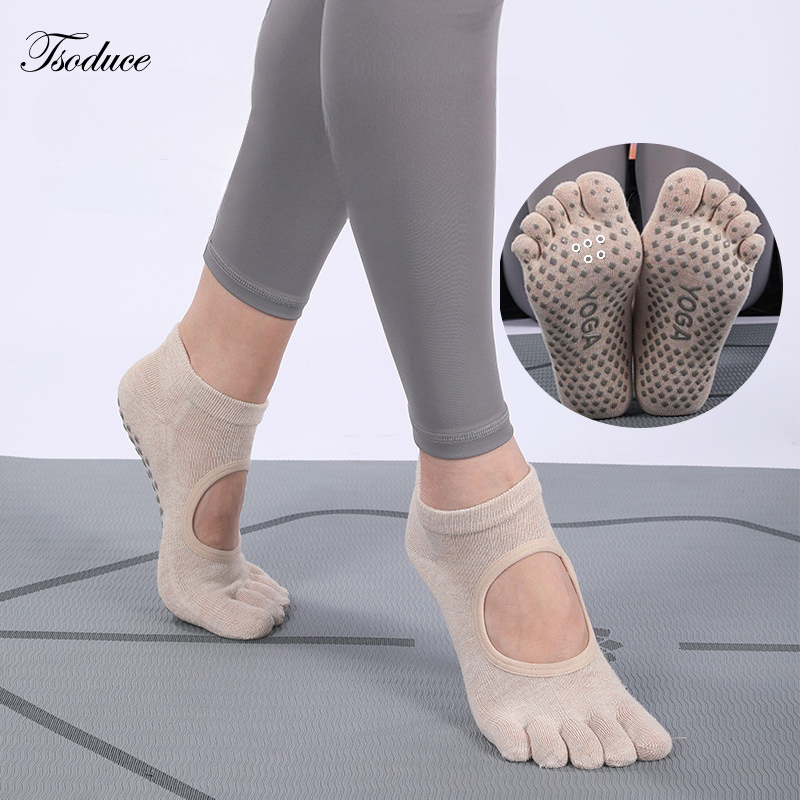 つま先が5本指のつま先が付いた,通気性,滑り止めの女性用ヨガ - Trampoline Park Sock のレビューと価格