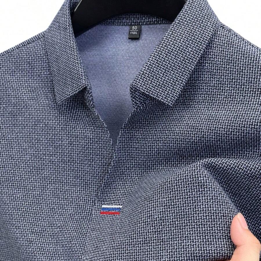 メンズ長袖シャツ、刺繍ストライプ、フェイクプラケットカラー、 - Polo Shirt Equestrian のレビューと価格