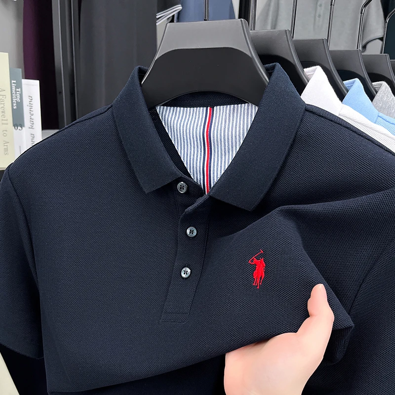 メンズ100%コットン半袖ポロシャツ 夏用プレミアム乗馬ロゴ - Polo Shirt Equestrian のレビューと価格