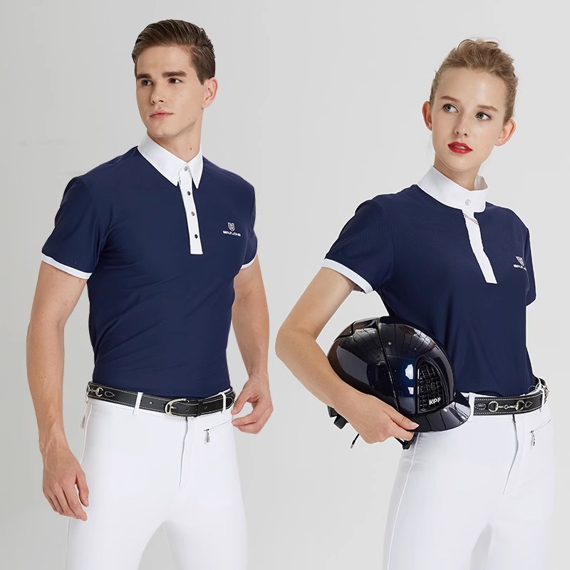 乗馬用Tシャツ ポロシャツ プロ仕様 乗馬用半袖シャツ 男女 - Polo Shirt Equestrian のレビューと価格