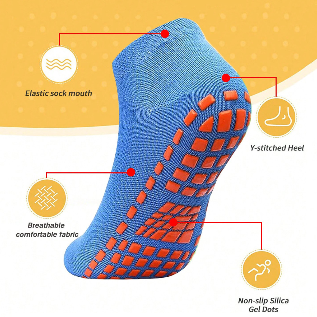1/4 ペアユニセックスシリコンノンスリップグリップトランポ - Trampoline Park Sock のレビューと価格