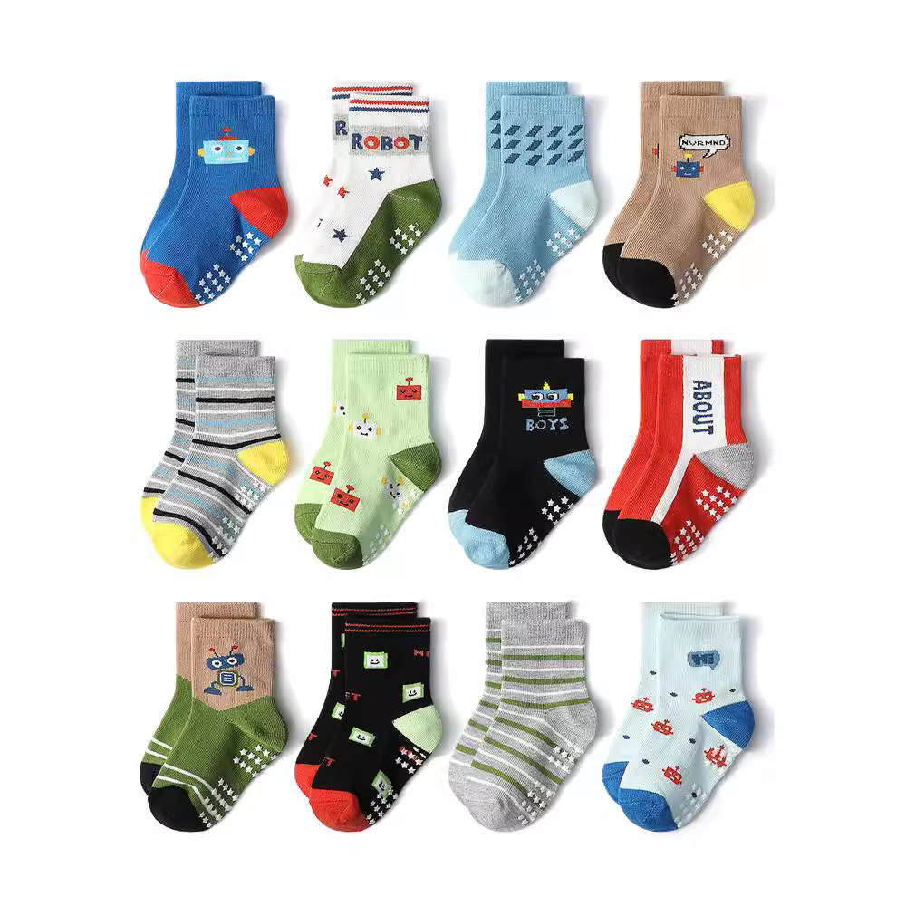 1/3/6/9/12 ペア子供靴下セット男の子綿ノンスリップ - Trampoline Park Sock のレビューと価格