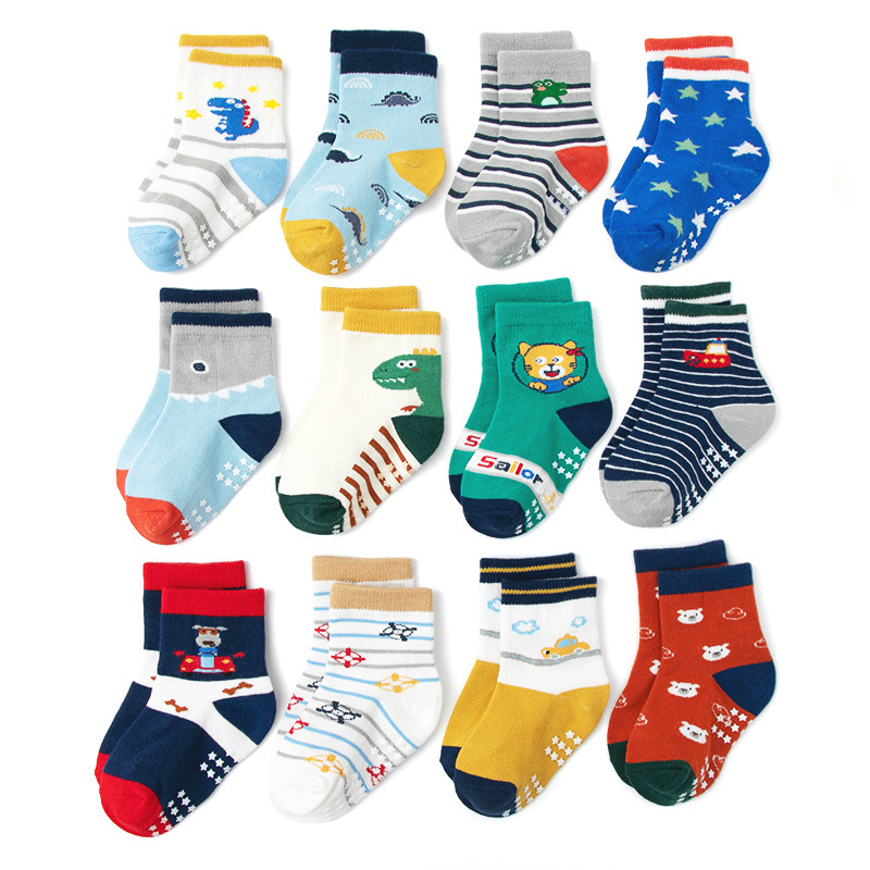 1/3/6/9/12 ペア子供靴下セット男の子綿ノンスリップ - Trampoline Park Sock のレビューと価格